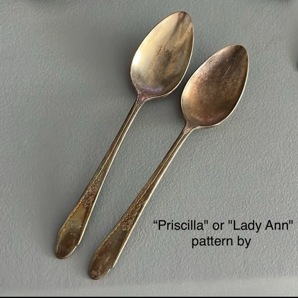 Replacement Wm Rogers “Priscilla” Roses Silver Dining Spoons, Pair